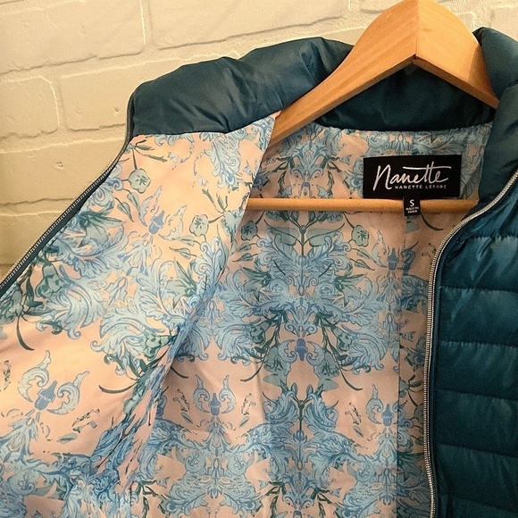 Nanette Lepore Puffer Jacket Outdoor Teal Blue Down Lighweight Lined S - Picture 11 of 16